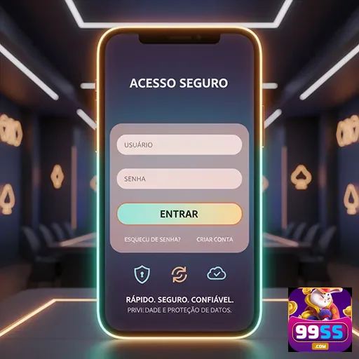 Tela de login do aplicativo 99ss com foco na segurança.