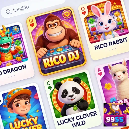 Tela do aplicativo 99ss com opções de jogos coloridos.