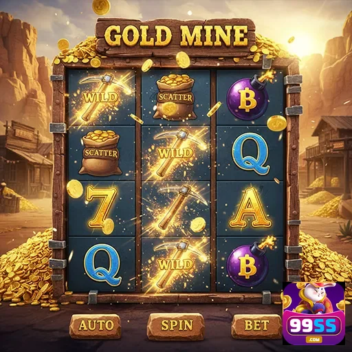Jogo de slot Gold Mine disponível no 99ss com personagens e símbolos.