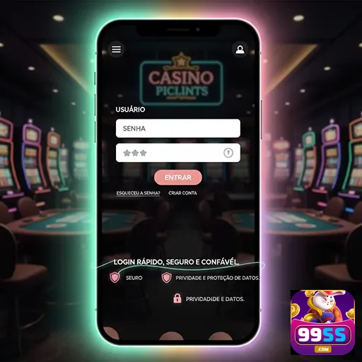 Interface do login rápido do cassino 99ss em um celular.
