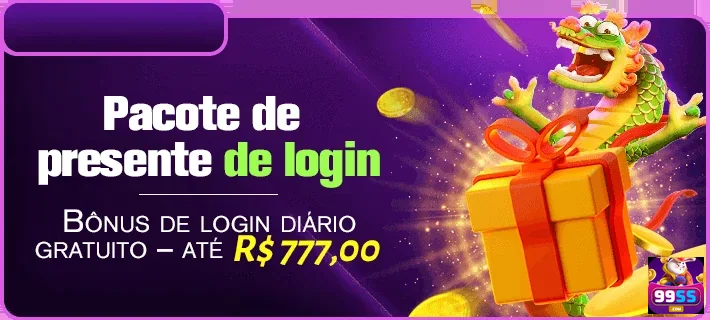 Ilustração de bônus de login no site 99ss, com presente.