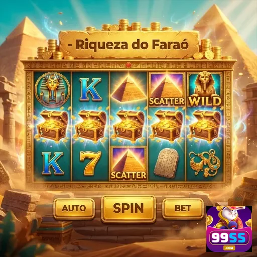 Tela do jogo 'Riqueza do Faraó' no celular 99ss.