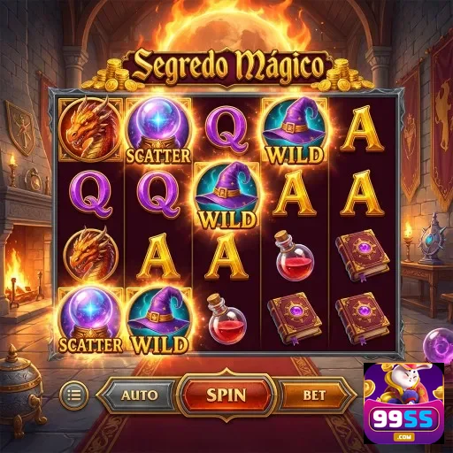 Imagem da slot 'Segredo Mágico' do 99ss em smartphone.