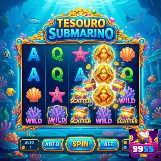 Tela de jogo do slot Tesouro Submarino no 99ss.