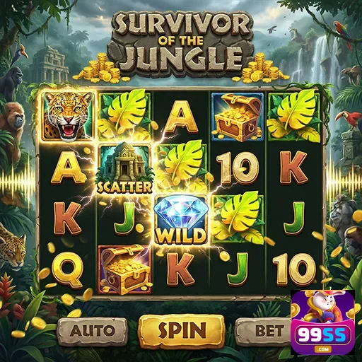 Jogo Survivor of the Jungle no 99ss com ícones vibrantes.